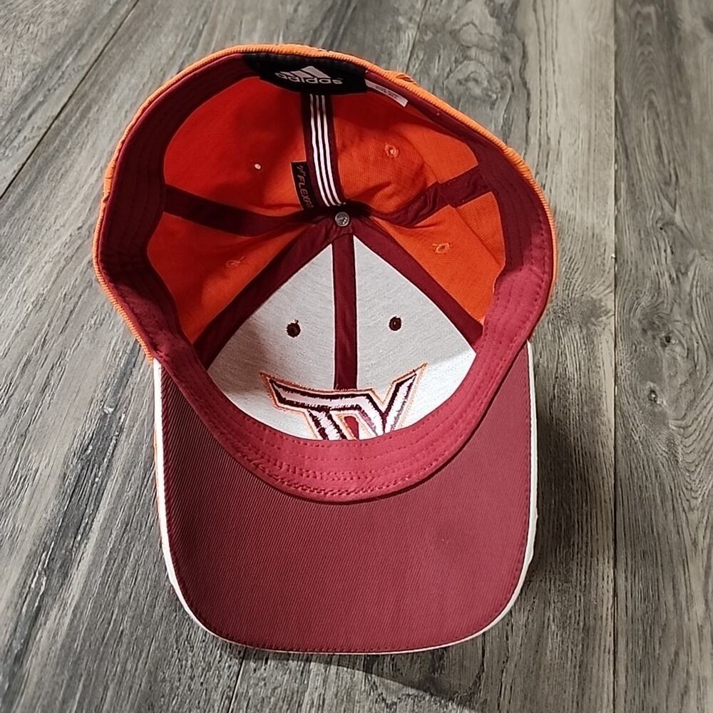 Adidas Virginia Tech Mens Hat Cap One Size Adjustable Red Orange - Picture 5 of 6